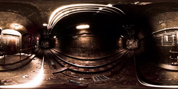 VR 360 Old Subway Metro Tunnel