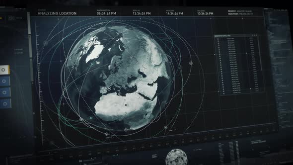 Futuristic Spy Satellite Surveillance Program Analyzing Data Network System alt