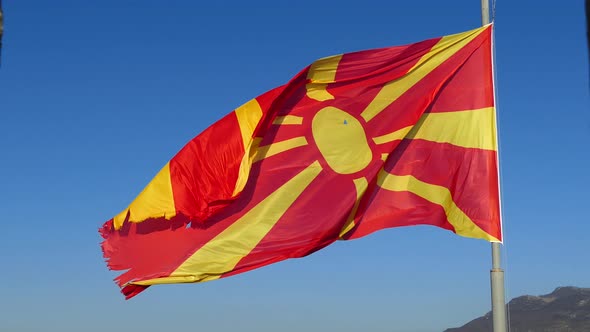 Macedonian flag at the Car Samoil's Fortress 