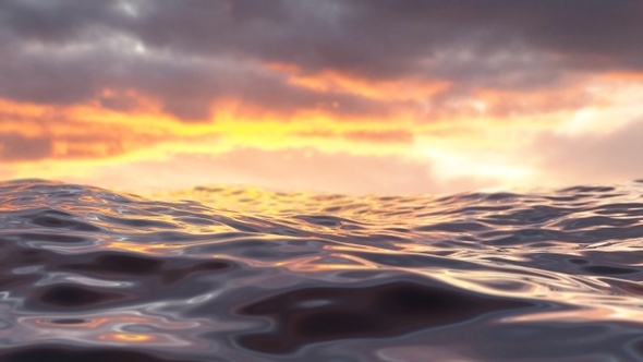 Ocean Waves With Sunset