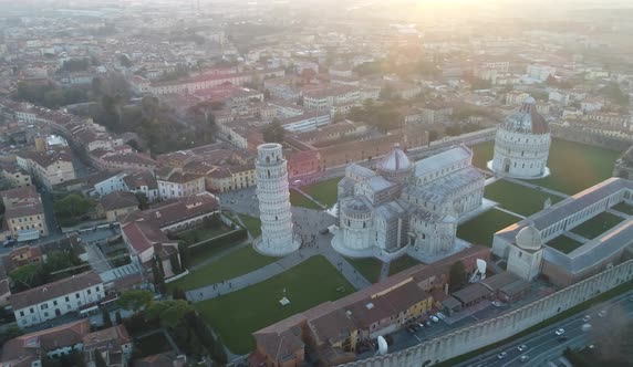 Aerial view of Leaning Tower of Pisa