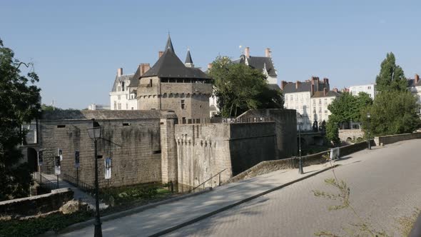 NANTES, FRANCE - JULY 2016 Exterior of castle of the Dukes of Brittany in French Pays de la Loire re