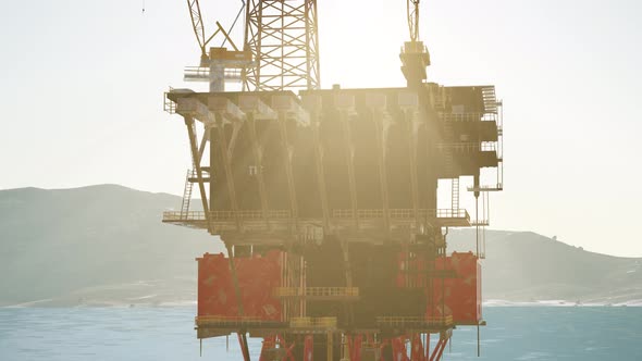 Oil Drill Rig Platform on the Sea