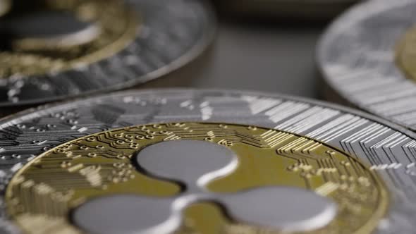 Rotating shot of Ripple Bitcoins 