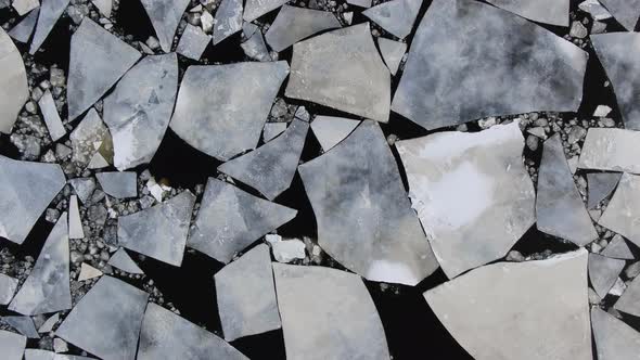 Aerial View of Floating Ice Floes in the Sea