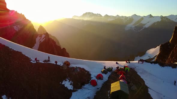 Mountaineering Camp High in the Snowy Mountains