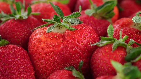 fresh strawberry close up, rotate. Dessert. 4K UHD video