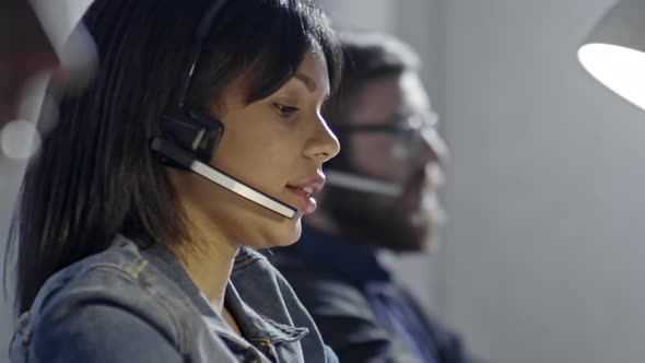 Female Mixed-Race Call Centre Operator
