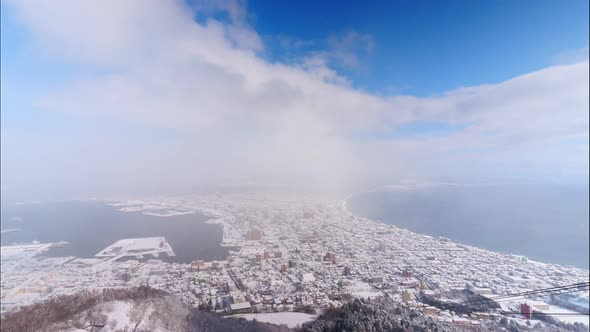 Beautiful landscape top of view at Hakodate city in Hokkaido Japan