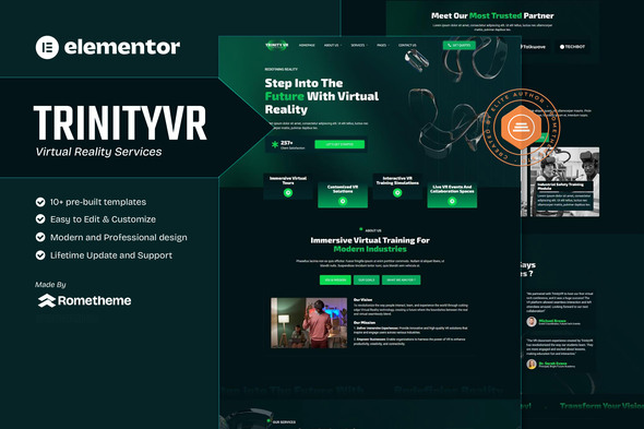 TrinityVR – Virtual Reality Services Elementor Template Kit – 0 Sold!