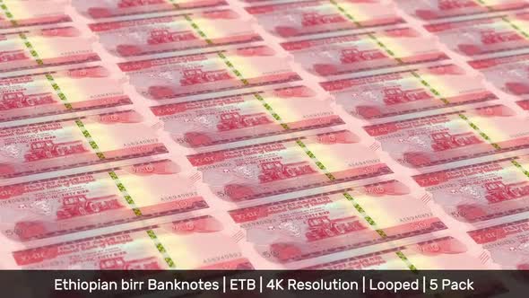 Ethiopia Banknotes Money / Ethiopian birr / Currency Br ብር / ETB / 5 Pack - 4K