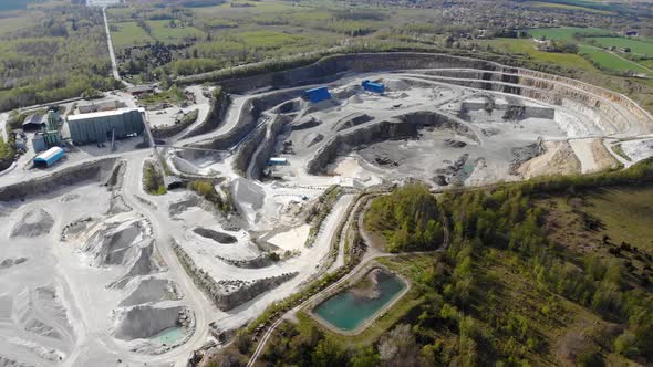 Drone view of quarry at Skrylle, south Sweden. Skrylle stenbrott