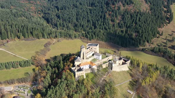 Aerial view of Lubovna Castle in Slovakia