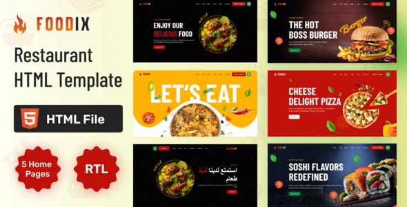 Foodix - Fast Foods & Restaurants HTML + RTL Template