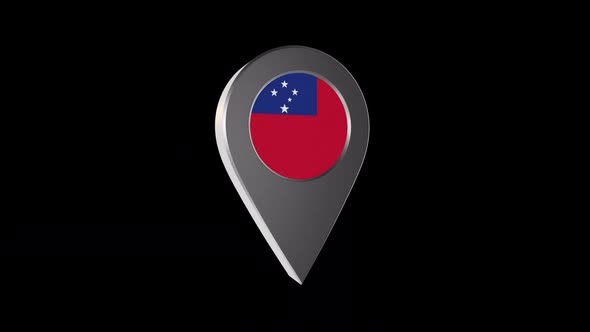 3d Animation Map Pointer With Samoa Flag With Alpha Channel  - 2K