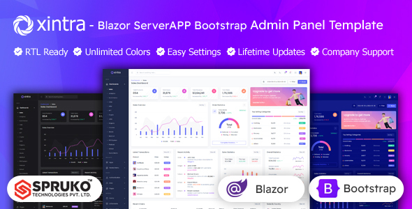 Xintra - Bootstrap Blazor Server App Dashboard Template