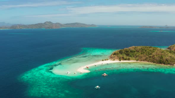 Tropical Island with Sandy Beach Philippines Palawan