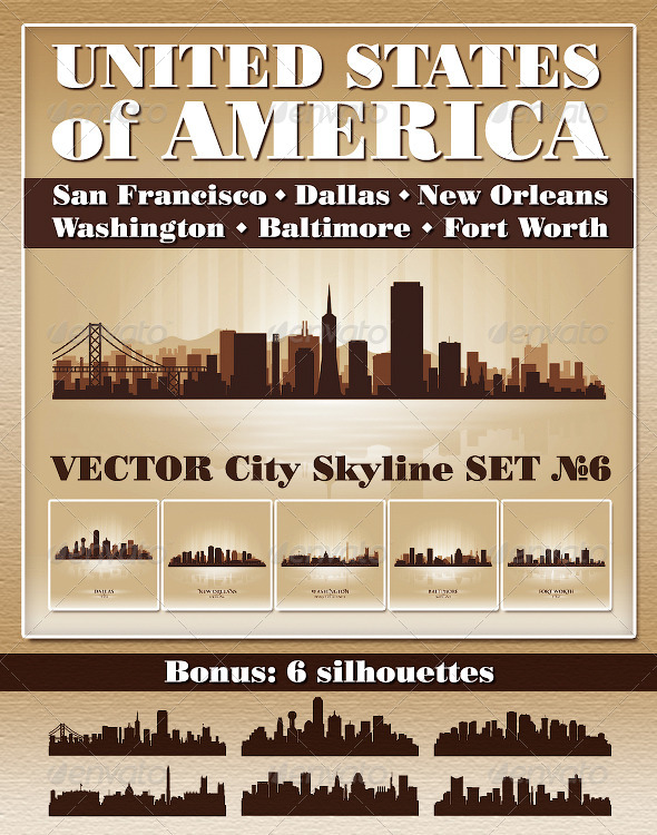 Vector City Skyline USA Set Number 6