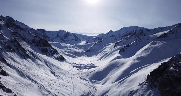 Winter Gorges in the Mountains and a Dam