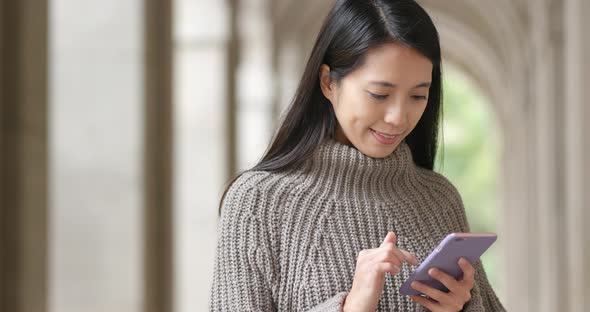 Woman use of smart phone at outdoor