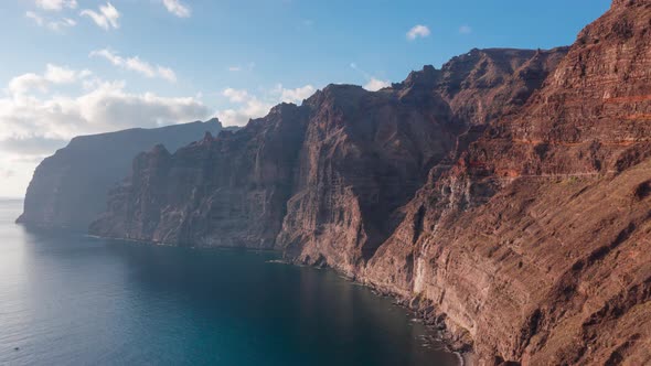 Aerial Hyperlapse of Los Gigantes Cliffs on Tenerife, Canary Islands, Spain