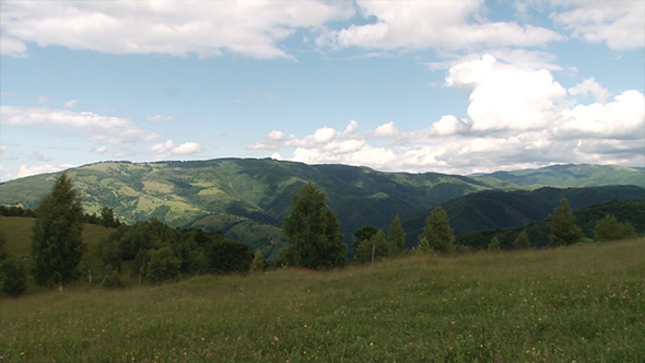 Mountain Landscape With Forests and Hills