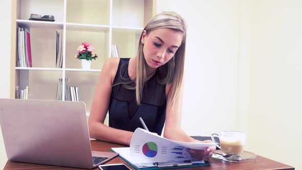 Blonde Business Woman Working at Modern Office