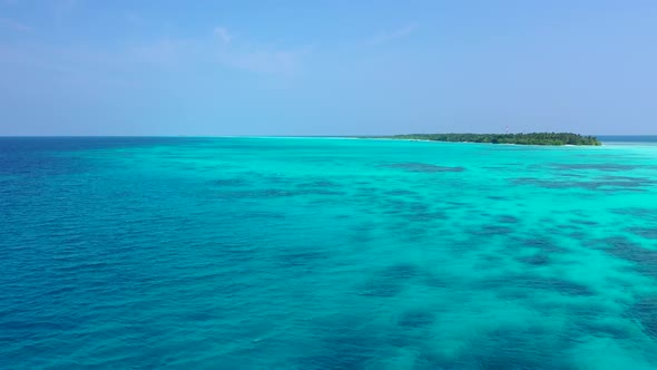 Aerial top view texture of relaxing bay beach wildlife by clear sea and clean sand background of a d