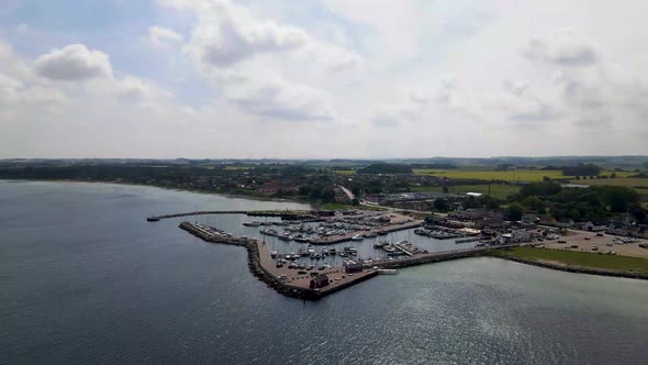 Aerial view of the small harbor of Havnsø in Odsherred, Zealand, Denmark