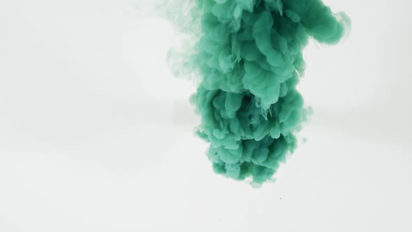 Green cloud of smoke moving on white background