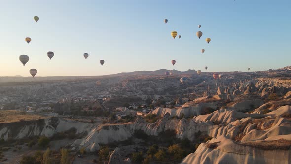 Cappadocia, Turkey : Balloons in the Sky. Aerial View