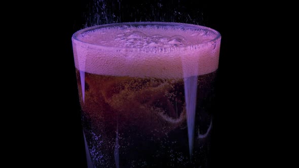 Cola Drink Poured Rising Shot At Club