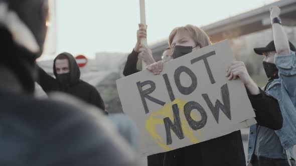 Angry Masked Youth Protesting