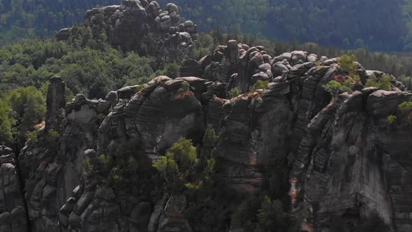 Aerial view of Saxon Switzerland Schrammstein aussicht, Bad Schandau, Germany