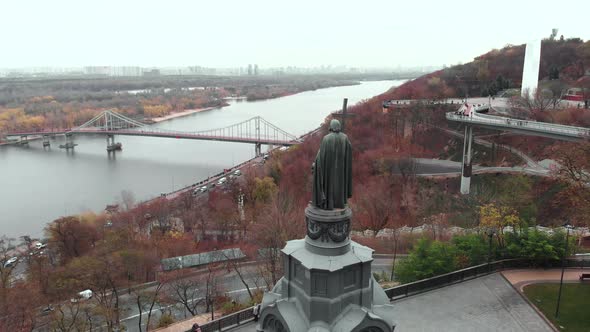 Monument To Volodymyr the Great. Kyiv. Ukraine. Aerial View