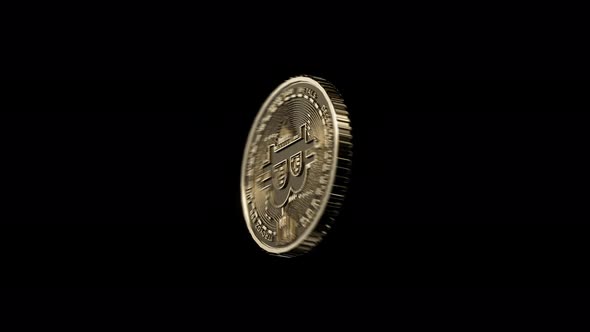 Bitcoin cryptocurrency digital bitcoin rotation on black background