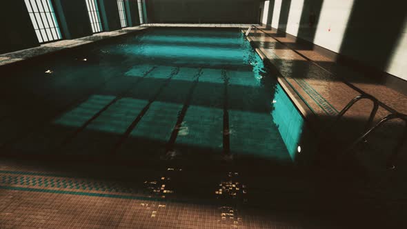 The View of an Empty Public Swimming Pool Indoors