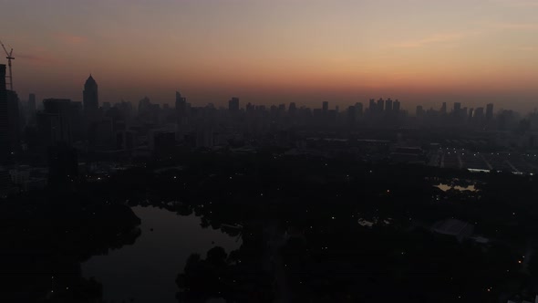 4k Aerial city view of Bangkok downtown, Flying over Bangkok, Thailand.