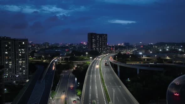 Aerial footage of landscape in shenzhen city, China,Hyperlapse