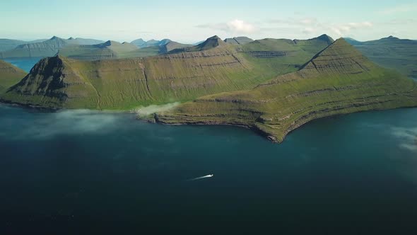 Aerial View of a Funningur Scenic Point Faroe Islands