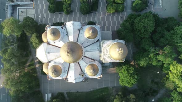 Varna Bulgaria, top down view of Cathedral of the Assumption. Varna is the sea capital of Bulgaria.