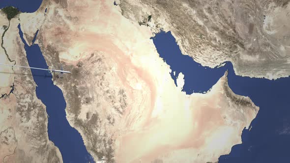 Route of a Commercial Plane Flying To Doha Qatar alt