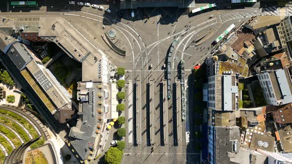 Traffic in the City of Basel in Switzerland From Above  Aerial View