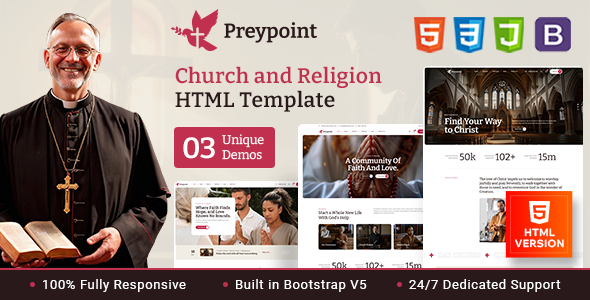 Preypoint – Church and Religion HTML Template – 0 Sold!