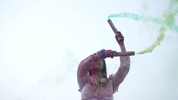 Indian Festival Holi Celebration Slowmotion