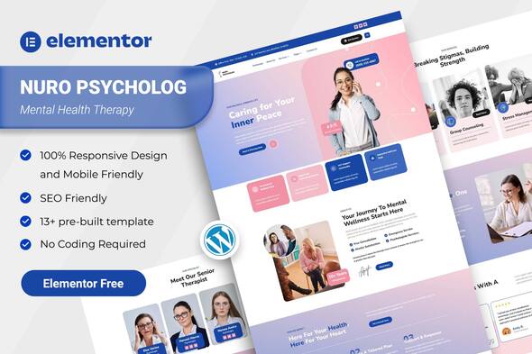 Nuro - Mental Health Therapy Elementor Template Kit