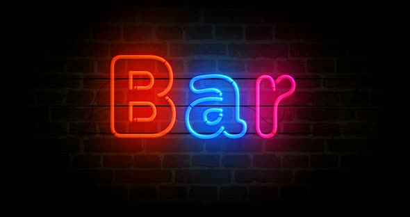 Bar neon on brick wall loop