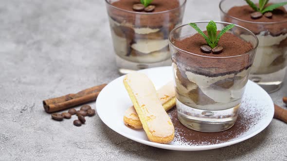 Classic Tiramisu Dessert in a Glass Cup 