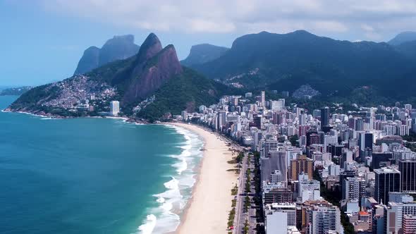 Rio de Janeiro Brazil. Tropical beach scenery. Postalcard of coastal city