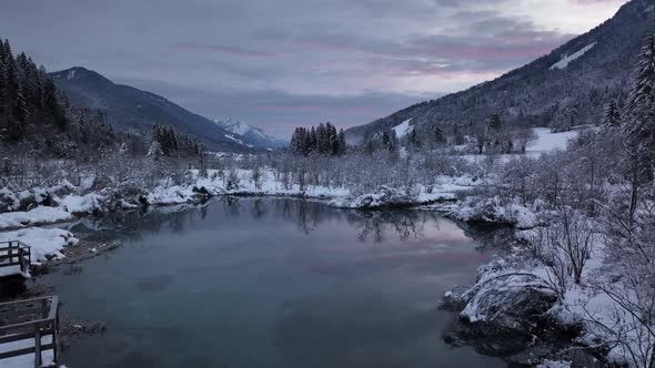 Winter morning by the lake